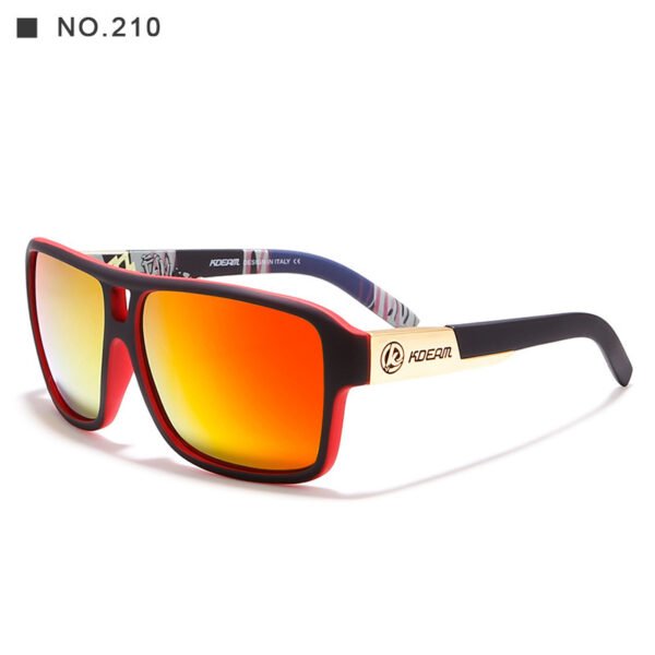 Square Sports Polarized Sunglasses European And American Colorful Big Frame Cycling Glasses - Image 4