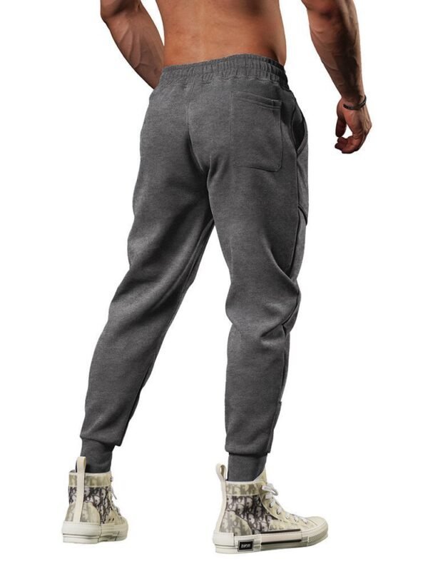 Men's Casual Fleece-lined Terry Fabric Stitching Ankle-tied Cropped Pants - Image 7