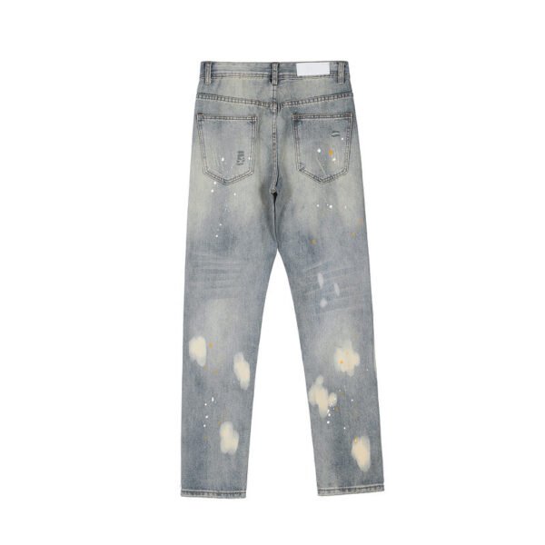 Knife Cut Ink Wash Distressed Straight-leg Jeans - Image 2