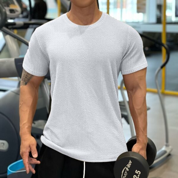 Men's Solid Color American Round Neck Short-sleeved Sports T-shirt - Image 10