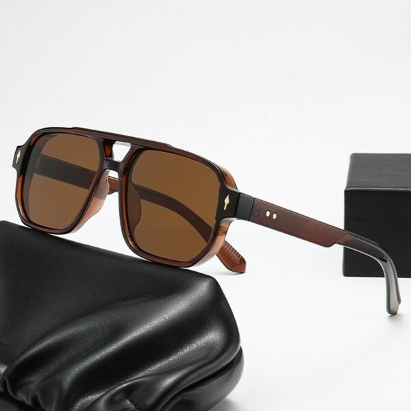 Square Fashion Double Beam Sunglasses Men's Retro Casual - Image 10