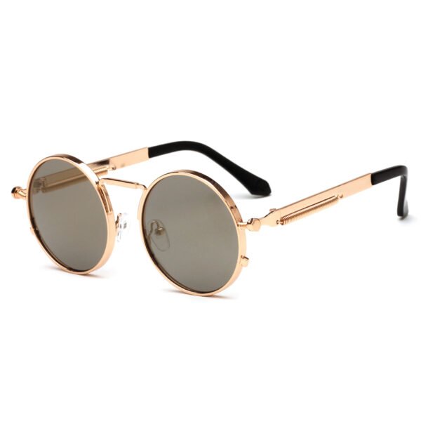 Metal Men's Ladies Round Spring Punk Sunglasses - Image 5