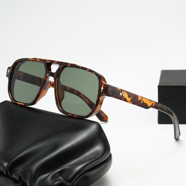 Square Fashion Double Beam Sunglasses Men's Retro Casual - Image 6