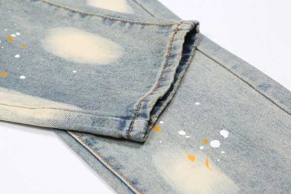 Knife Cut Ink Wash Distressed Straight-leg Jeans - Image 3