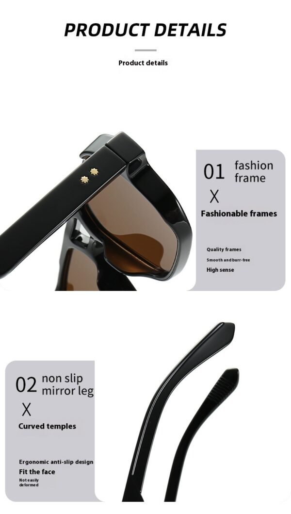 Square Fashion Double Beam Sunglasses Men's Retro Casual - Image 4