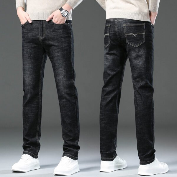 Oversized Slim Straight Mid-waist Warm Men's Trousers Winter Fleece Pants - Image 4