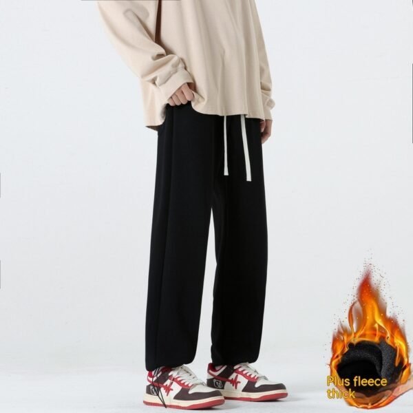 Autumn And Winter Straight Wide Leg Casual Trousers Drape Fleece-lined Thickening Exercise - Image 4