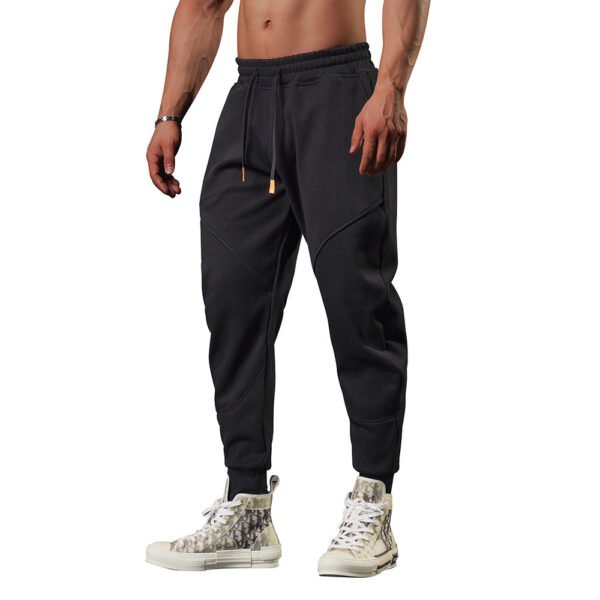 Men's Casual Fleece-lined Terry Fabric Stitching Ankle-tied Cropped Pants - Image 5