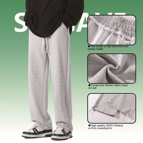 Autumn And Winter Straight Wide Leg Casual Trousers Drape Fleece-lined Thickening Exercise - Image 5