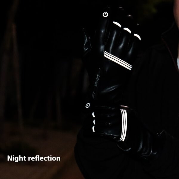 Winter Fleece-lined Thermal And Windproof Riding Leather Gloves - Image 6