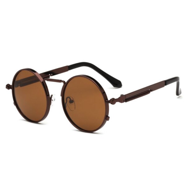 Metal Men's Ladies Round Spring Punk Sunglasses - Image 3