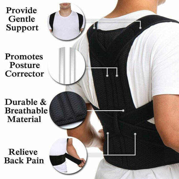 Adjustable Posture Corrector Back Brace Vest For Men Women Lumbar Shoulder Support Belt - Image 4