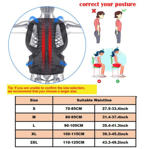 Adjustable Posture Corrector Back Brace Vest For Men Women Lumbar Shoulder Support Belt - Image 9