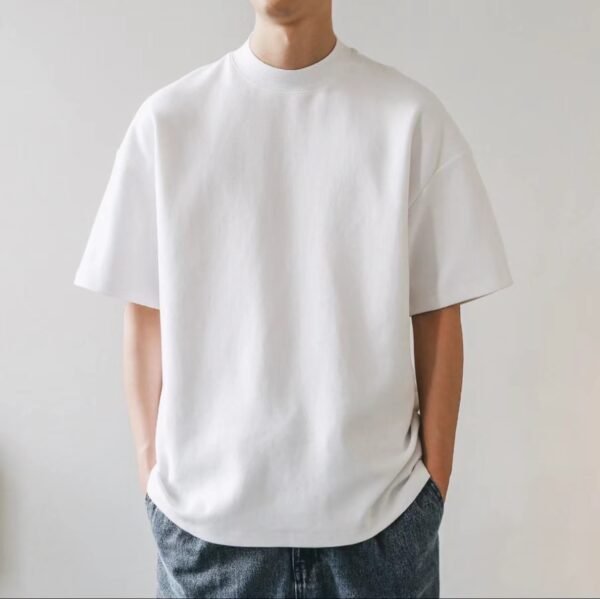 Plus Size Cotton Men's Blank T-Shirt White Oversized Retro Solid Color T-Shirt Large Size Men's Women's Fashion Short Sleeve Men's T-Shirt - Image 9